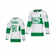 Wholesale Cheap Adidas Maple Leafs #91 John Tavares White 2019 St. Patrick's Day Authentic Player Stitched Youth NHL Jersey