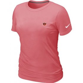 Wholesale Cheap Women\'s Nike Cincinnati Bengals Chest Embroidered Logo T-Shirt Pink