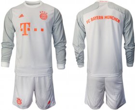 Wholesale Cheap Men 2020-2021 club Bayern Munchen away long sleeves white Soccer Jerseys