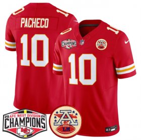 Cheap Men\'s Kansas City Chiefs #10 Isiah Pacheco Red F.U.S.E. 2024 AFC West Division Champions Vapor Limited Stitched Football Jersey