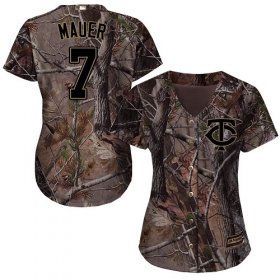 Wholesale Cheap Twins #7 Joe Mauer Camo Realtree Collection Cool Base Women\'s Stitched MLB Jersey