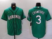 Cheap Men's Seattle Mariners #3 JP Crawford Teal Green Stitched Cool Base Nike Jersey