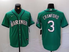 Cheap Men\'s Seattle Mariners #3 JP Crawford Teal Green Stitched Cool Base Nike Jersey