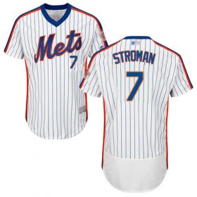 Wholesale Cheap Mets #7 Marcus Stroman White(Blue Strip) Flexbase Authentic Collection Alternate Stitched MLB Jersey