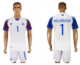 Wholesale Cheap Iceland #1 Halldorsson Away Soccer Country Jersey