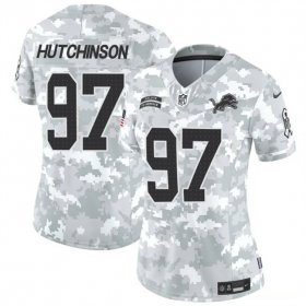 Cheap Women\'s Detroit Lions #97 Aidan Hutchinson 2024 F.U.S.E Arctic Camo Salute To Service Limited Stitched Jersey(Run Small)