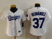 Women's Los Angeles Dodgers #37 Teoscar Hernandez White Cool Base Stitched Jersey