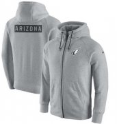 Wholesale Cheap Men's Arizona Cardinals Nike Ash Gridiron Gray 2.0 Full-Zip Hoodie