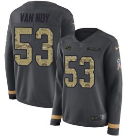 Wholesale Cheap Nike Dolphins #53 Kyle Van Noy Anthracite Salute to Service Women\'s Stitched NFL Limited Therma Long Sleeve Jersey