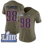 Wholesale Cheap Nike Patriots #98 Trey Flowers Olive Super Bowl LIII Bound Women's Stitched NFL Limited 2017 Salute to Service Jersey