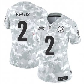 Cheap Women\'s Pittsburgh Steelers #2 Justin Fields 2024 F.U.S.E Arctic Camo Salute To Service Limited Stitched Football Jersey(Run Small)