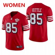 Wholesale Cheap Women's San Francisco 49ers #85 george kittle 75th anniversary red throwback jersey