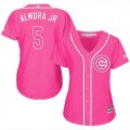 Wholesale Cheap Cubs #5 Albert Almora Jr. Pink Fashion Women's Stitched MLB Jersey