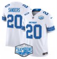 Cheap Men's Detroit Lions #20 Barry Sanders White 2024 NFC North Champions F.U.S.E. Vapor Limited Stitched Jersey