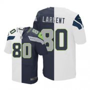 Wholesale Cheap Nike Seahawks #80 Steve Largent White/Steel Blue Men's Stitched NFL Elite Split Jersey