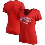 Wholesale Cheap Women's New England Patriots NFL Pro Line by Fanatics Branded Red Banner Wave V-Neck T-Shirt