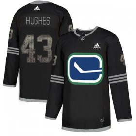 Wholesale Cheap Adidas Canucks #43 Quinn Hughes Black_1 Authentic Classic Stitched NHL Jersey