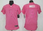 Wholesale Cheap Nike Saints #9 Drew Brees Pink Sweetheart Women's Stitched NFL Elite Jersey