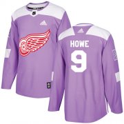 Wholesale Cheap Adidas Red Wings #9 Gordie Howe Purple Authentic Fights Cancer Stitched Youth NHL Jersey