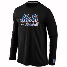 Wholesale Cheap New York Mets Long Sleeve MLB T-Shirt Black