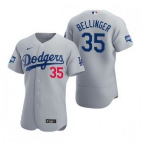 Wholesale Cheap Los Angeles Dodgers #35 Cody Bellinger Gray 2020 World Series Champions Jersey