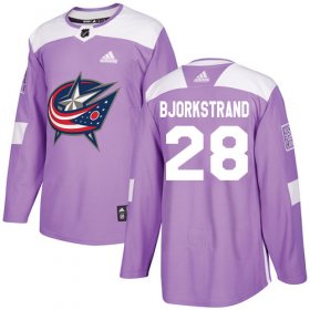 Wholesale Cheap Adidas Blue Jackets #28 Oliver Bjorkstrand Purple Authentic Fights Cancer Stitched NHL Jersey