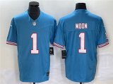 Wholesale Cheap Men's Tennessee Titans #1 Warren Moon Light Blue 2023 F.U.S.E. Vapor Limited Throwback Stitched Football Jersey