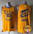 Wholesale Cheap Men's Golden State Warriors #23 Draymond Green 2015-16 Retro Yellow 2016 The NBA Finals Patch Jersey