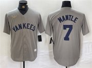 Wholesale Cheap Men's New York Yankees #7 Mickey Mantle Gray Cool Base Stitched Baseball Jersey