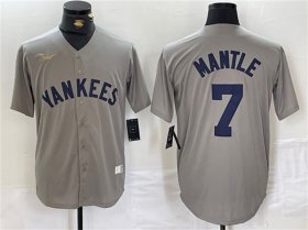 Wholesale Cheap Men\'s New York Yankees #7 Mickey Mantle Gray Cool Base Stitched Baseball Jersey