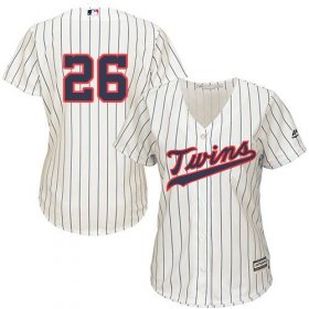 Wholesale Cheap Twins #26 Max Kepler Cream Strip Alternate Women\'s Stitched MLB Jersey