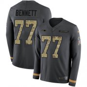 Wholesale Cheap Nike Patriots #77 Michael Bennett Anthracite Salute to Service Men's Stitched NFL Limited Therma Long Sleeve Jersey