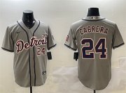 Cheap Men's Detroit Tigers #24 Miguel Cabrera Gray Cool Base Stitched Baseball Jersey