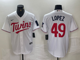 Cheap Men\'s Minnesota Twins #49 Pablo Lopez White Stitched MLB Cool Base Nike Jersey