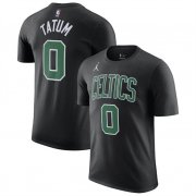 Cheap Men's Boston Celtics #0 Jayson Tatum Black Name & Number T-Shirt