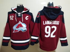 Wholesale Cheap Men\'s Colorado Avalanche #92 Gabriel Landeskog NEW Dark Red Stitched Hoodie