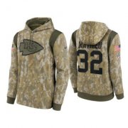 Wholesale Cheap Men's Kansas City Chiefs #32 Tyrann Mathieu Camo 2021 Salute To Service Therma Performance Pullover Hoodie