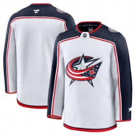 Men\'s Columbus Blue Jackets Blank White 2024-25 Away Stitched Hockey Jersey