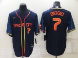 Wholesale Cheap Men's Houston Astros #7 Craig Biggio Number 2022 Navy Blue City Connect Cool Base Stitched Jersey