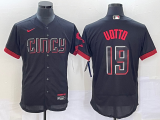 Wholesale Cheap Men's Cincinnati Reds #19 Joey Votto Black 2023 City Connect Flex Base Stitched Jersey 1