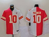 Cheap Men's Kansas City Chiefs #10 Isiah Pacheco Red White Split Vapor Limited Stitched Jersey