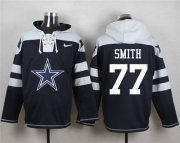 Wholesale Cheap Nike Cowboys #77 Tyron Smith Navy Blue Player Pullover NFL Hoodie