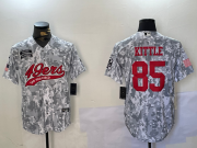 Cheap Men's San Francisco 49ers #85 George Kittle Arctic Camo 2024 Salute to Service Stitched Baseball Jersey