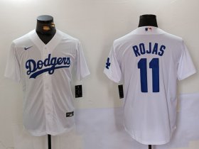 Men\'s Los Angeles Dodgers #11 Miguel Rojas White Cool Base Stitched Jersey