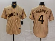 Cheap Men's San Diego Padres #4 Luis Arraez Tan Cool Base Stitched Baseball Jerseys