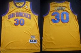 Wholesale Cheap San Francisco Warriors #30 Stephen Curry ABA Hardwood Classic Swingman Yellow Jersey