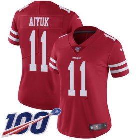 Wholesale Cheap Nike 49ers #11 Brandon Aiyuk Red Team Color Women\'s Stitched NFL 100th Season Vapor Untouchable Limited Jersey