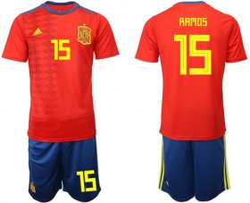 Wholesale Cheap Spain #15 Ramos Home Soccer Country Jersey