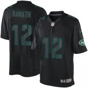 Wholesale Cheap Nike Jets #12 Joe Namath Black Men's Stitched NFL Impact Limited Jersey