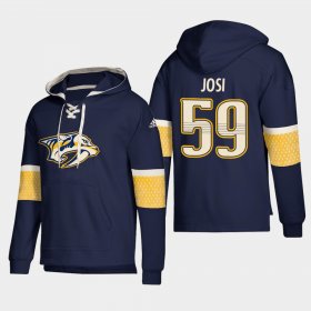 Wholesale Cheap Nashville Predators #59 Roman Josi Navy adidas Lace-Up Pullover Hoodie